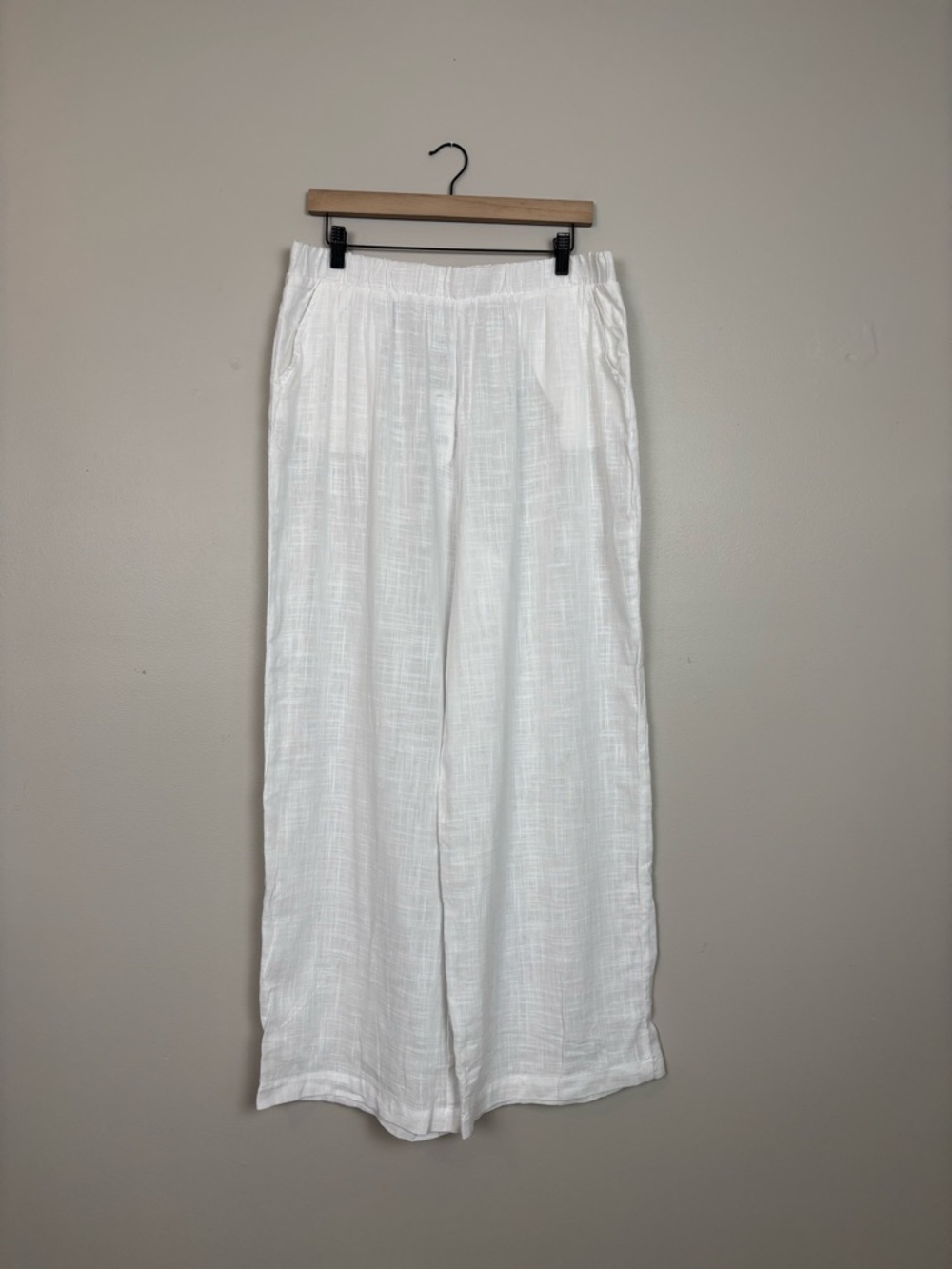 Cotton On Pants Womens White XL Pull-On Wide Leg Semi Sheer Cover Up Beach